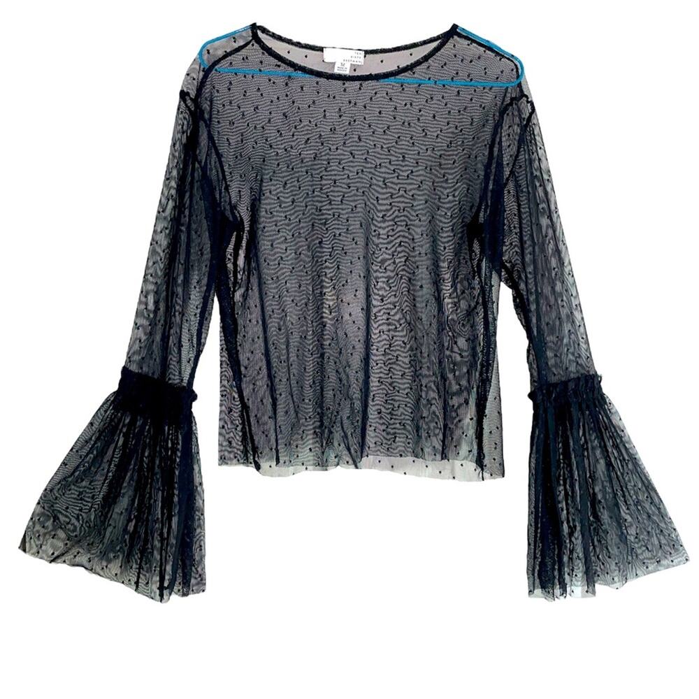 Ten Sixty Sherman Black Sheer Swiss Dot Top size Medium - Picture 2 of 9